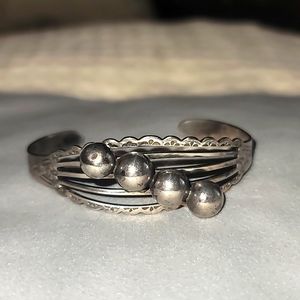 Vintage Fred Harvey Era Navajo Hand Stamped Silver Cuff Bracelet ♡